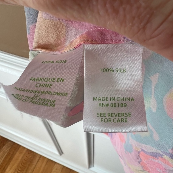 Lily Pulitzer Bailey Multi Playa Hermosa Vibrant Floral Silk Top Size Small - Picture 7 of 8